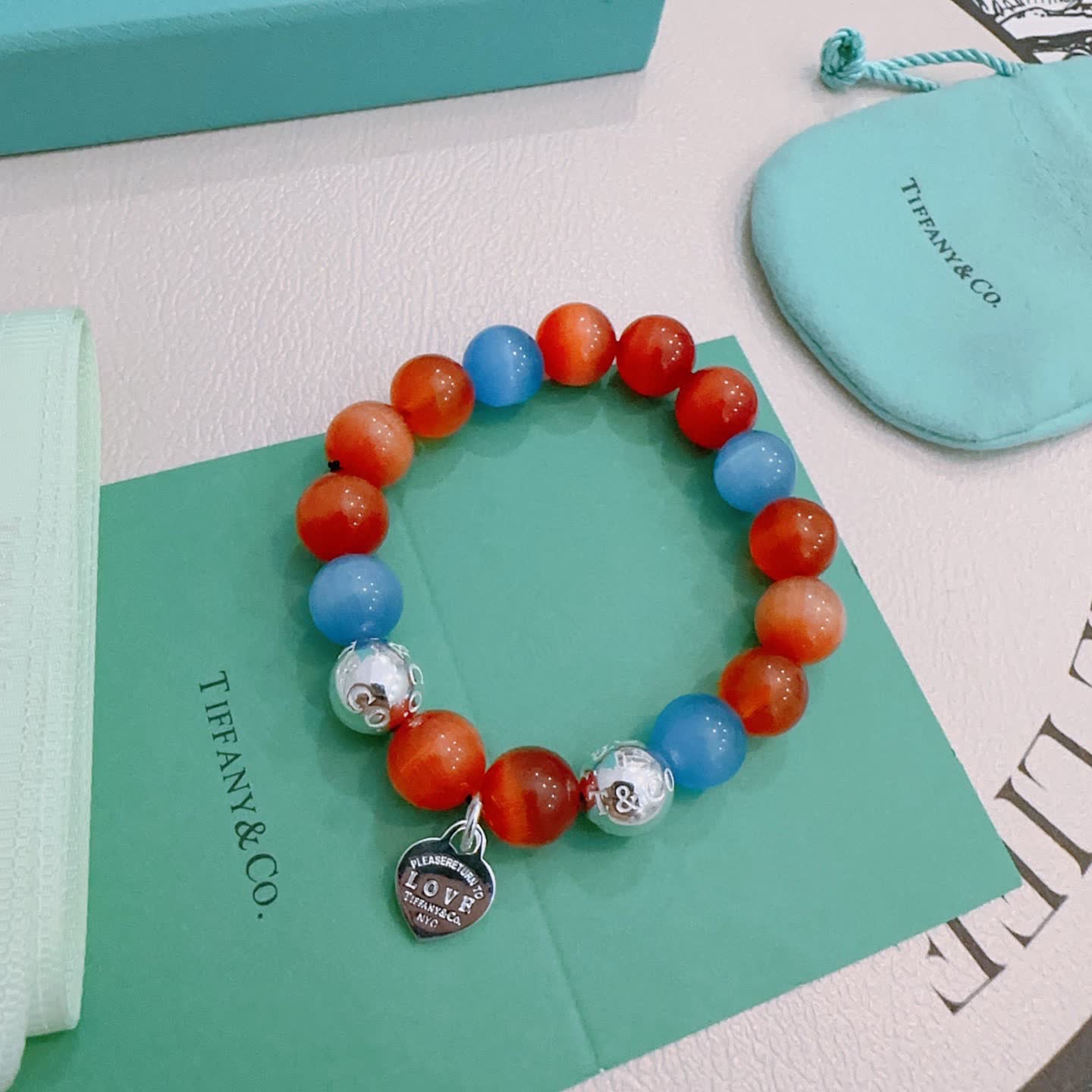 Tiffany & Co. Love Heart Tag Beaded Bracelet